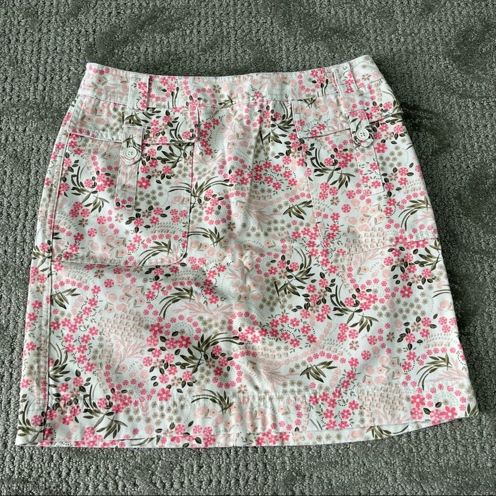 NWOT Women's 90s Y2K LOFT Floral Mini Skirt size 4 Petite 100% Cotton - Picture 6 of 6